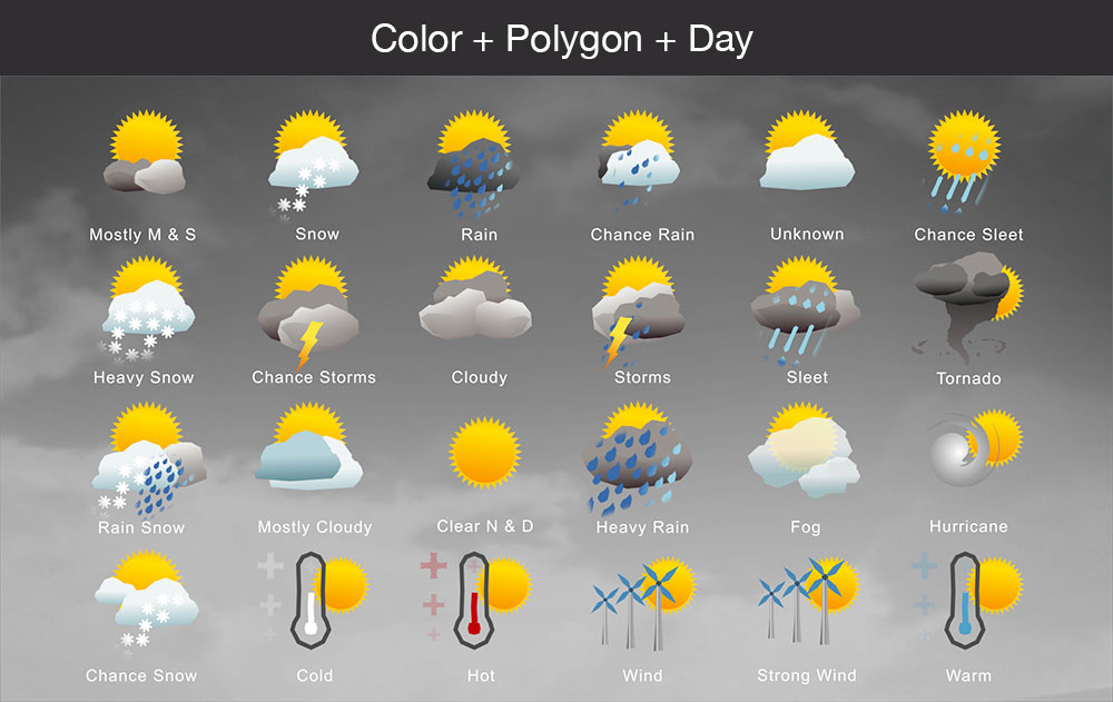 Weather icons color polygon day