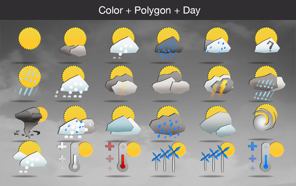 Weather icons color polygon day