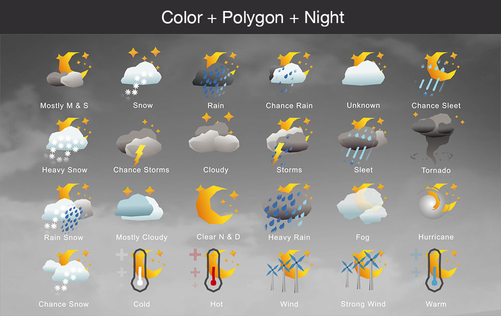 Weather icons color polygon night