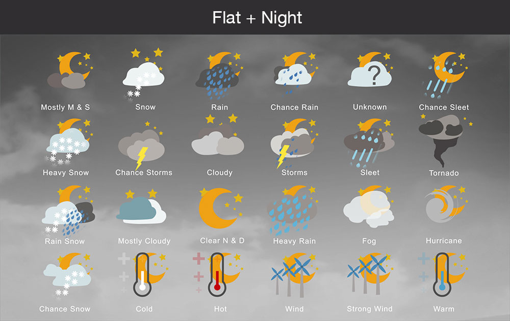 Weather icons flat night