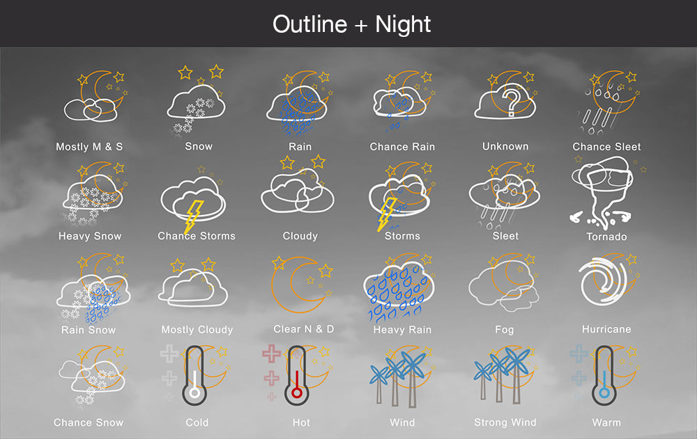 Weather icons outline night