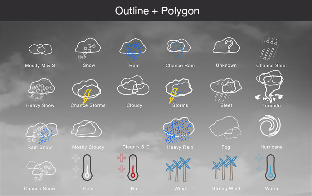 Weather icons outline polygon