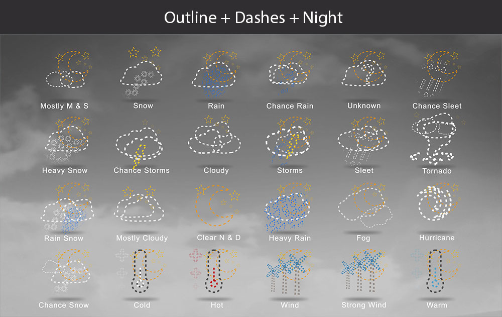 Weather icons dashes night